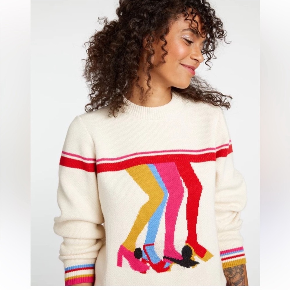 Ban.do Cashmere Cotton Knit Pop Art Sweater Legs Heels Feminine Retro Size Small